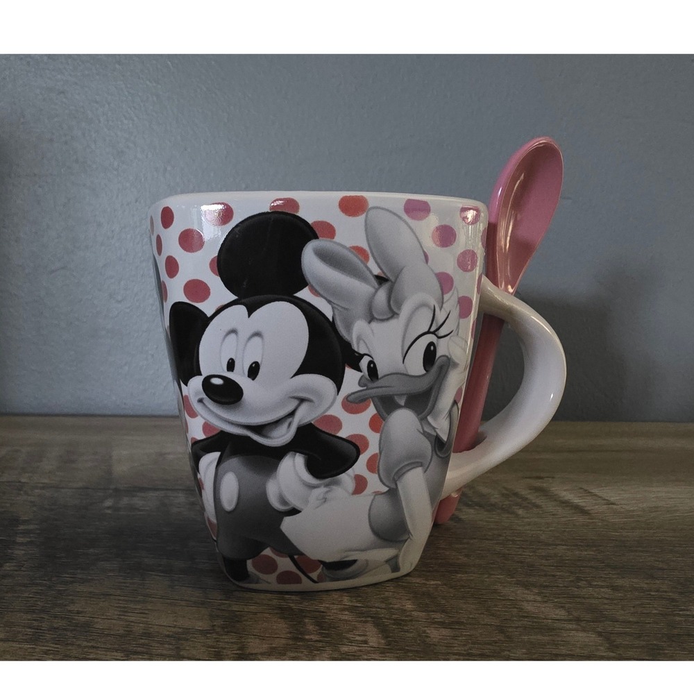 Disney Mickey Mouse & Friends Jerry Leigh Polka Dot Mug with Pink Spoon Square